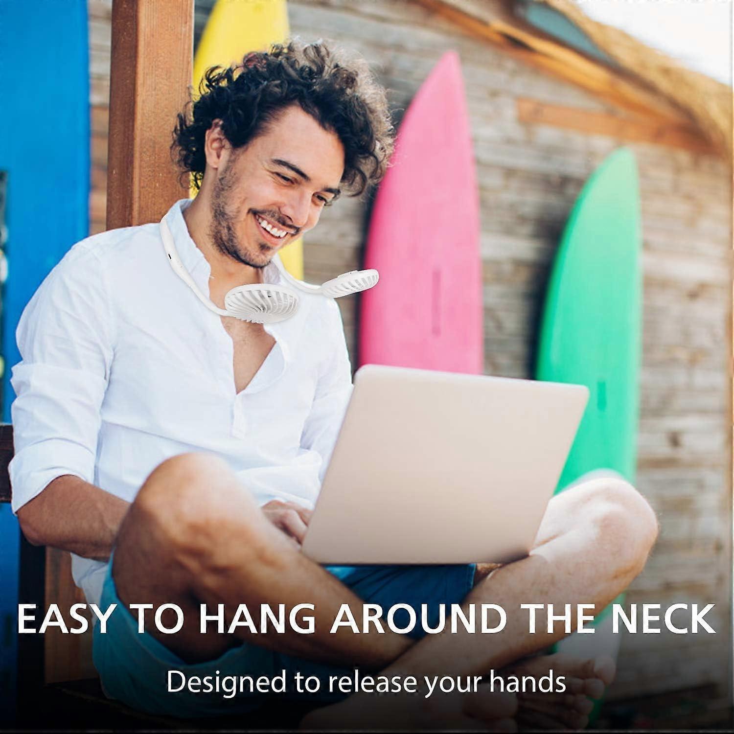 Hanging Neck Aromatherapy Fan Portable 3000mAh Battery Rechargeable Mini USB Personal Fan-White โ image 2