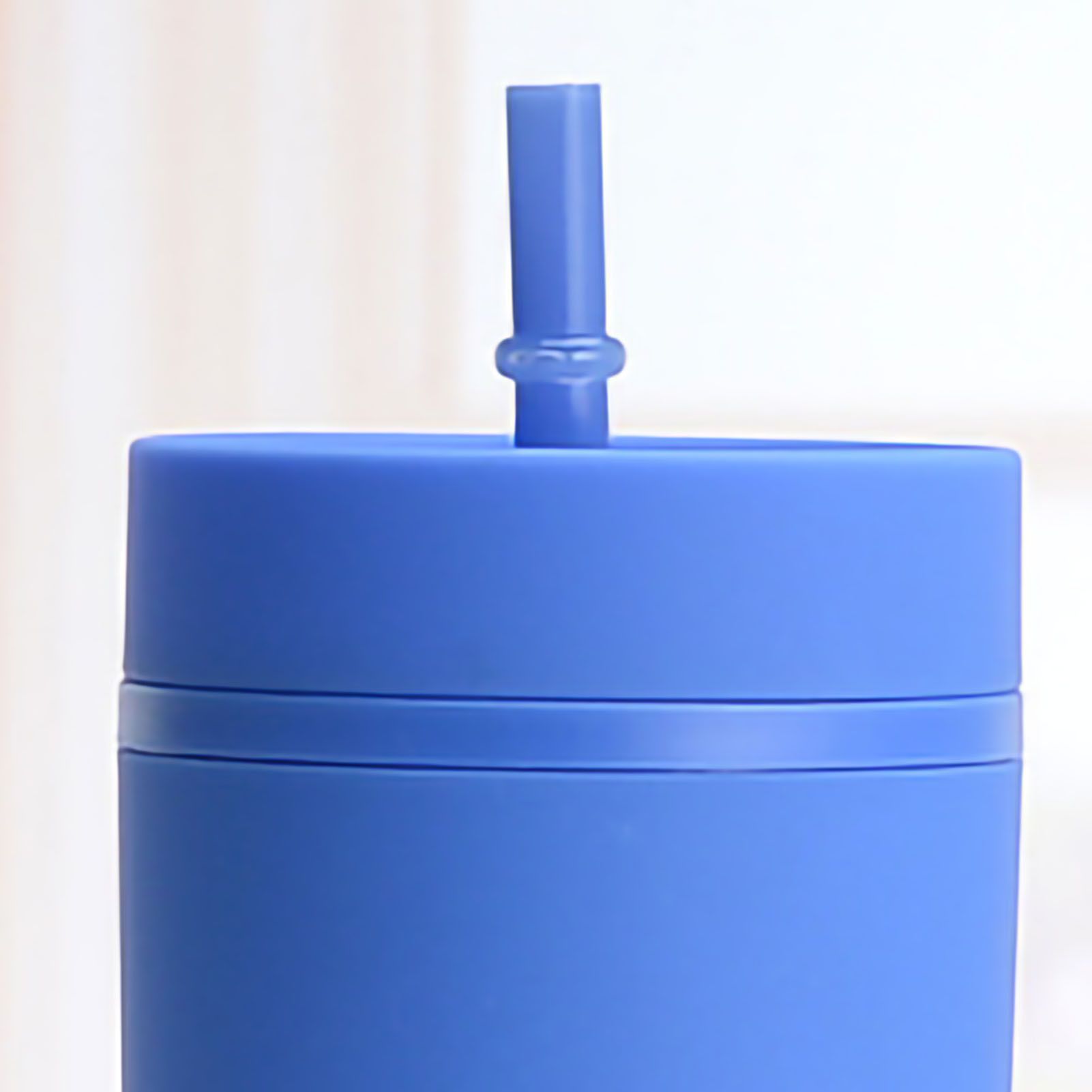 Straw Cup Colorful Plastic Simple Style Comfortable Hand Feeling Large Capacity Drinking Straw Bottle Blue 16oz — image 3