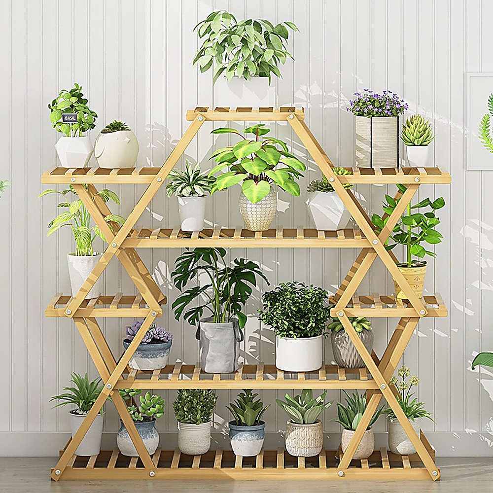 Bamboo Multilayer Flower Plant Bonsai Rack Shelf Stand Porch Lawn Patio — image 5