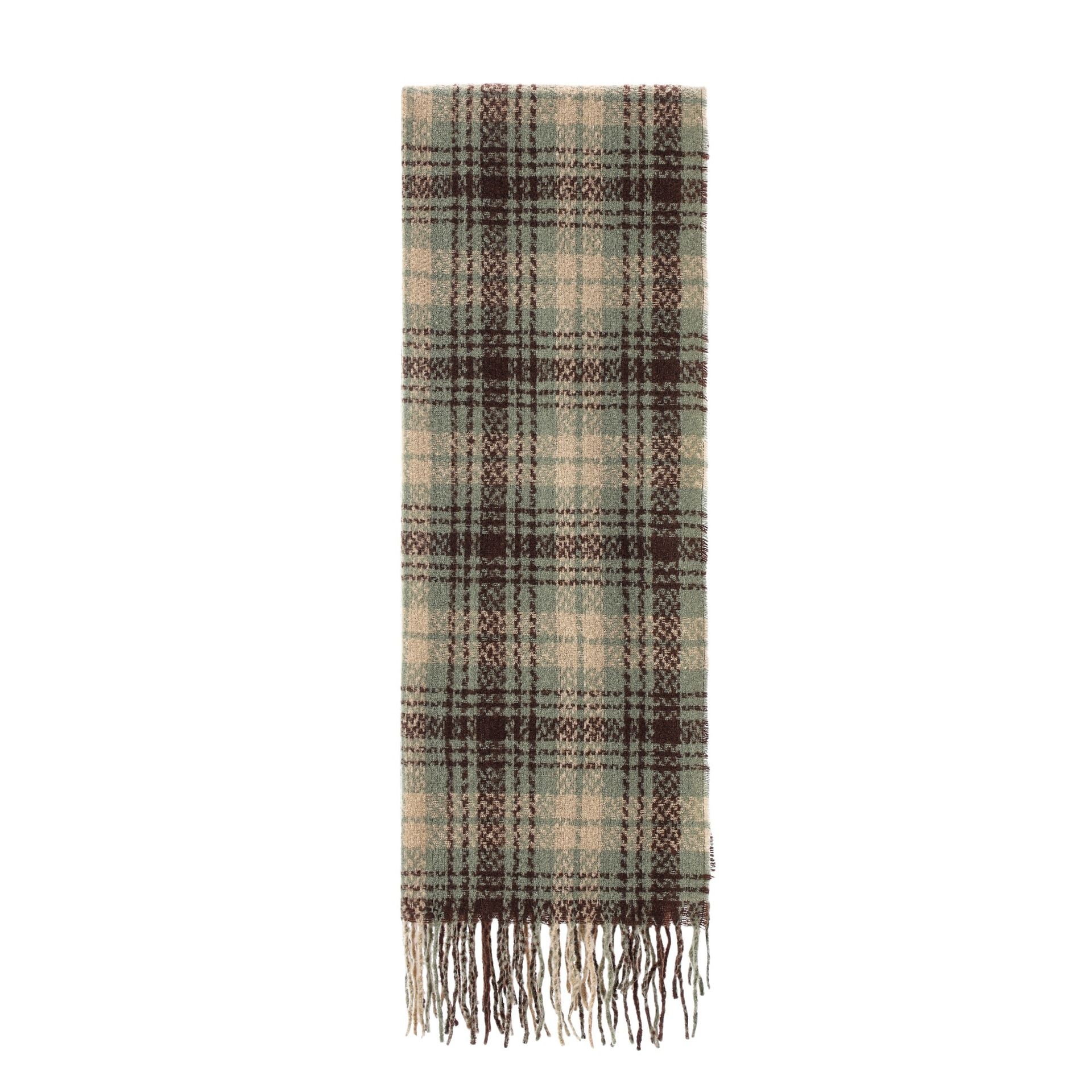 Striped Wool-Blend Beanie & Plaid Fringed Scarf Set — Soft Knit Hat (36 × 26 cm) and Oversized Shawl (200 × 65 cm); A Must-Have for Christmas and Cold Weather — image 5