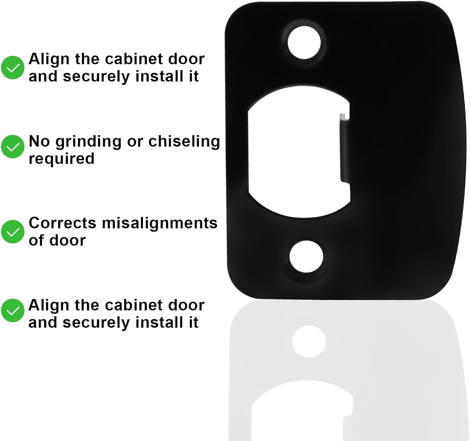 Black Door Strike Plate Stainless Steel Round Corner Door Latch Plate with 4pcs Screws for Door Repair and Reinforcement — image 5