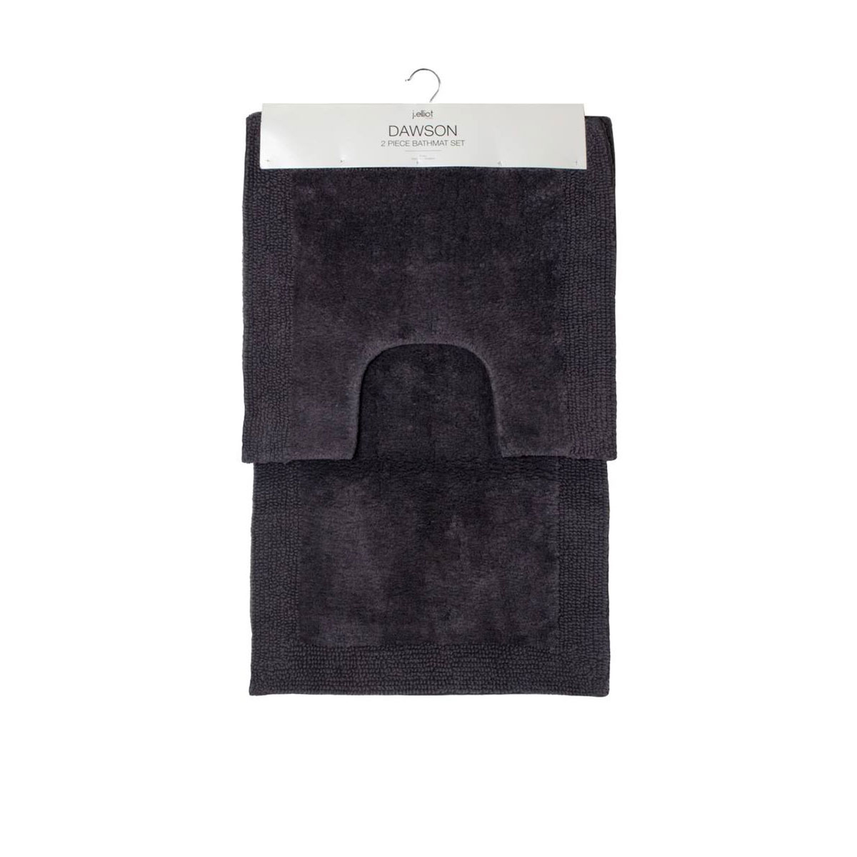 J.Elliot Home 2000GSM 2 Pce Dawson 100% Cotton Bath Mat Set Charcoal