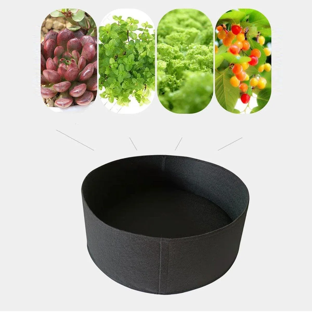 5x Felt Planting Bag Round Vegetable Garden Flower Seedling Grow Bags for Plants - Black-90 × 30cm — image 4