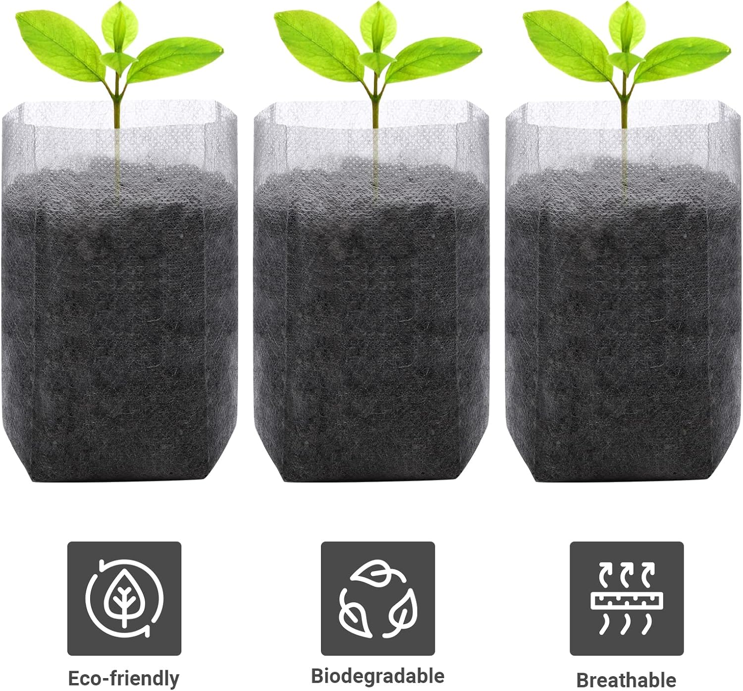 Non-Woven Seedling Grow Bags, Breathable Plant Nursery Pots for Vegetables, Flowers and Cuttings, White, 14 x 16 cm โ image 4