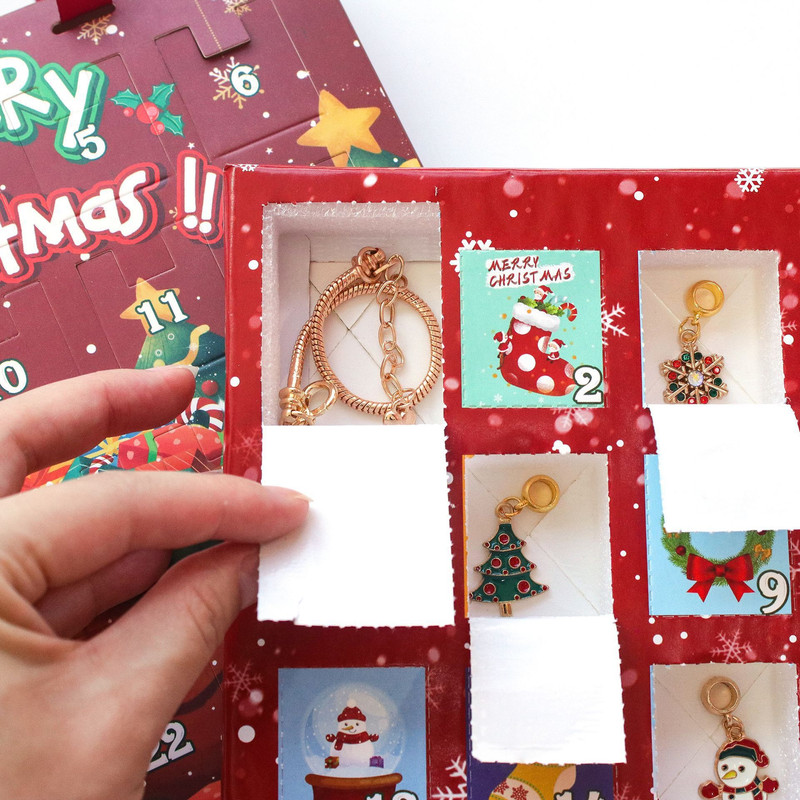 Christmas Advent Calendar 2025 Girls, 24 Days Xmas Countdown Calendar Jewelry Bracelet Set, DIY Bracelets Ornament Christmas Vacation Advent Calendar โ image 4