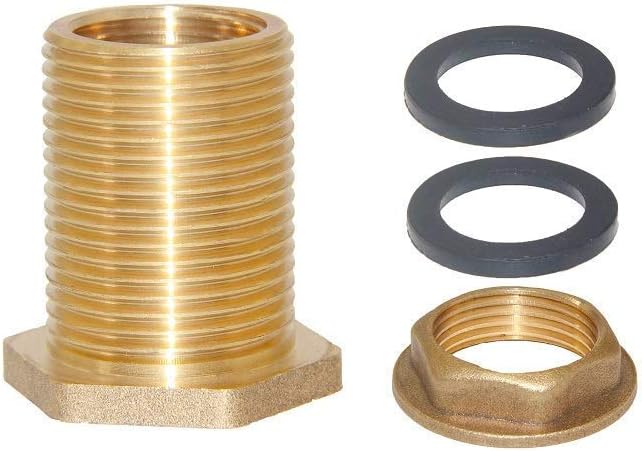 1/2" Female 3/4" Male Soild Brass Water Tank Connector Theaded Bulkhead Fitting With 2 Rubber Rings Stablizing โ image 5