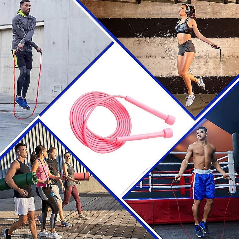 Speed Jump Rope for Fitness, Racing Skipping Rope with Ball Bearings, Adjustable Exercise Jump Rope for Cardio, Boxing, CrossFit & Workout - Pink — image 4