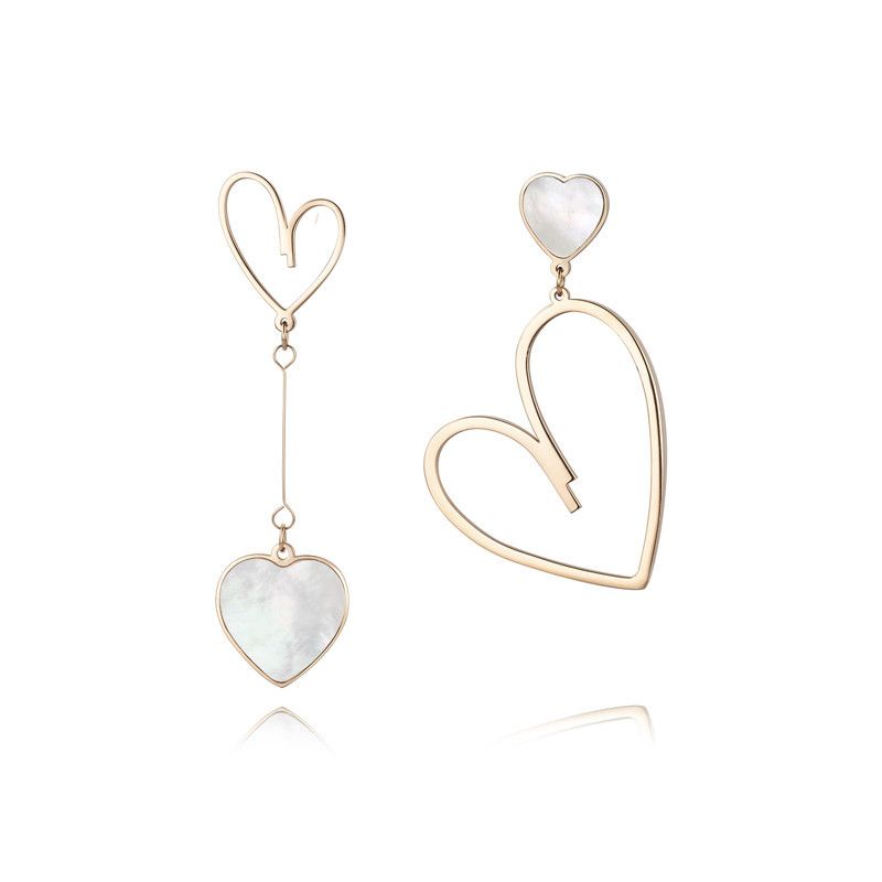 Rose Gold Hypoallergenic Stainless Steel Dangle Drop Earrings Dangling, Cute Asymmetrical Earrings, Gift Valentine's Day (2pcs) — image 2