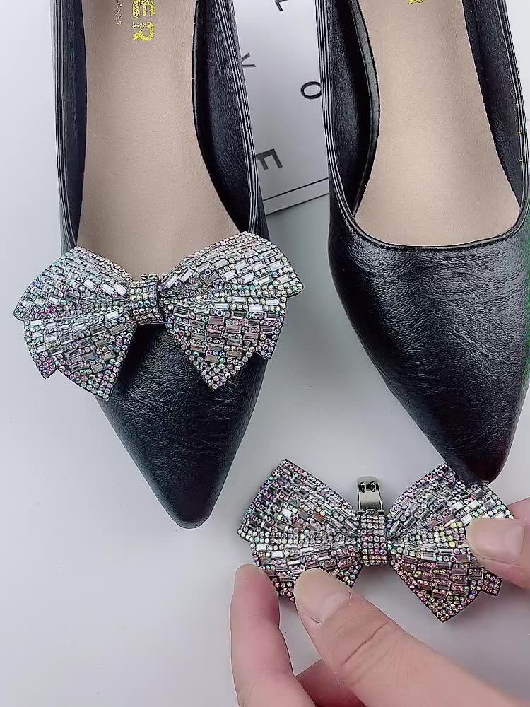 2Pcs Women Sparkle Bow Detachable Shoe Clips Removable Shoe Buckles Decorative Shoes Accessories for Wedding party โ image 5