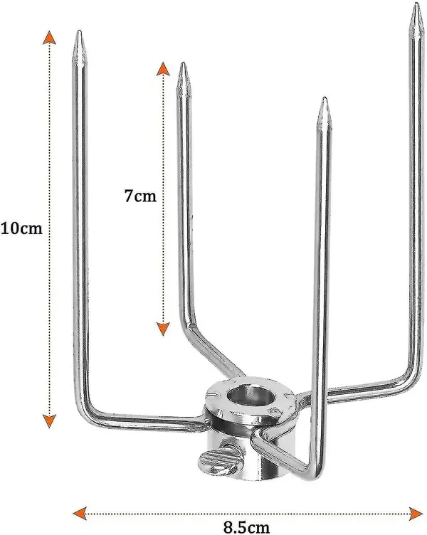 2 Pack 304 Stainless Steel Rotisserie Forks, Adjustable 4-Prong BBQ Spit Clamps for Chicken and Meat, Silver, 10 x 7 cm โ image 2