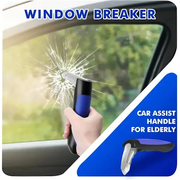 Car Assist Handle for Elderly, Vehicle Support Handle with Emergency Hammer Window Breaker for Entry and Exit, Red โ image 4