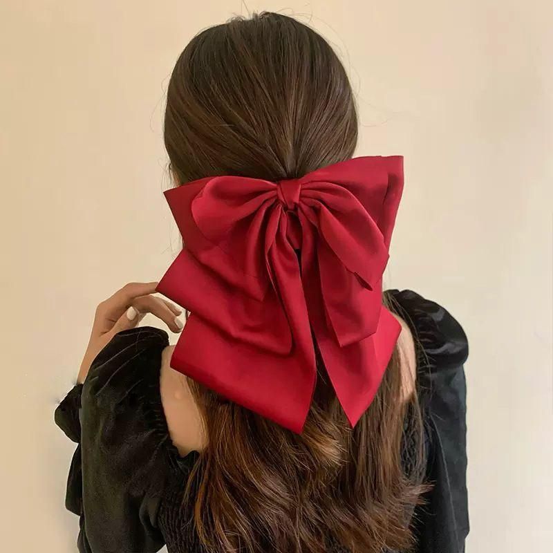 Women Girls Elegant Long Bow Hairpin Large Ribbon Hair Clip Hair Accessories - Black โ image 6