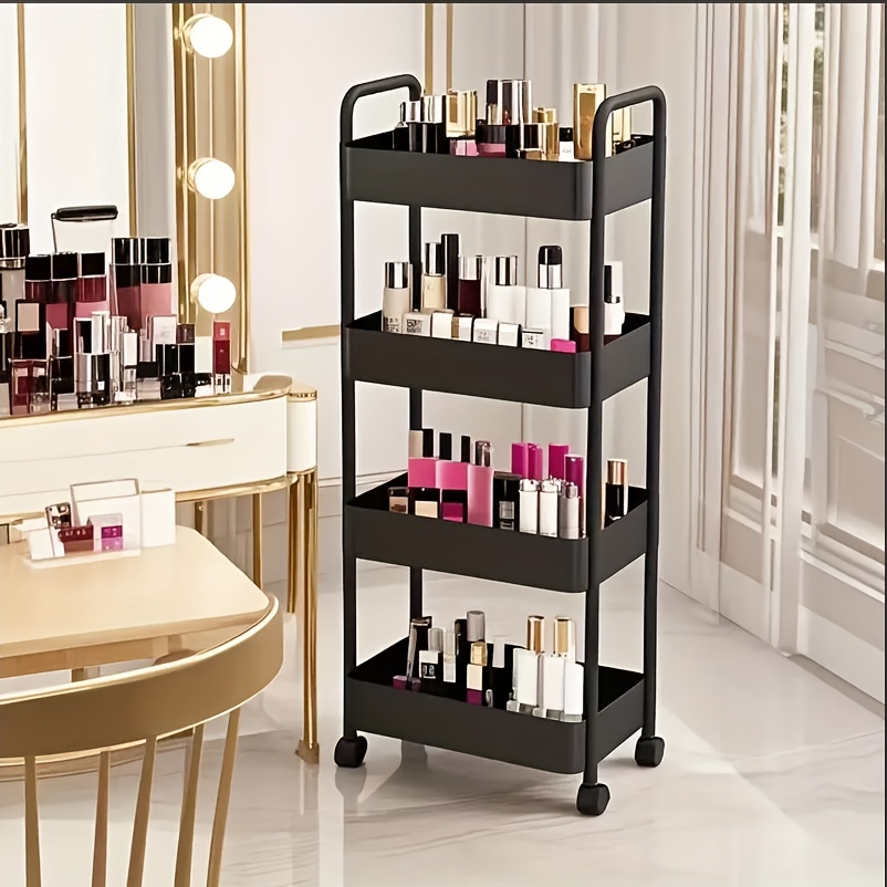 Four-Tier Rolling Cosmetics Storage Rack - Made of durable plastic, equipped with 360-degree swivel casters, strong load-bearing capacity - Suitable for — image 3
