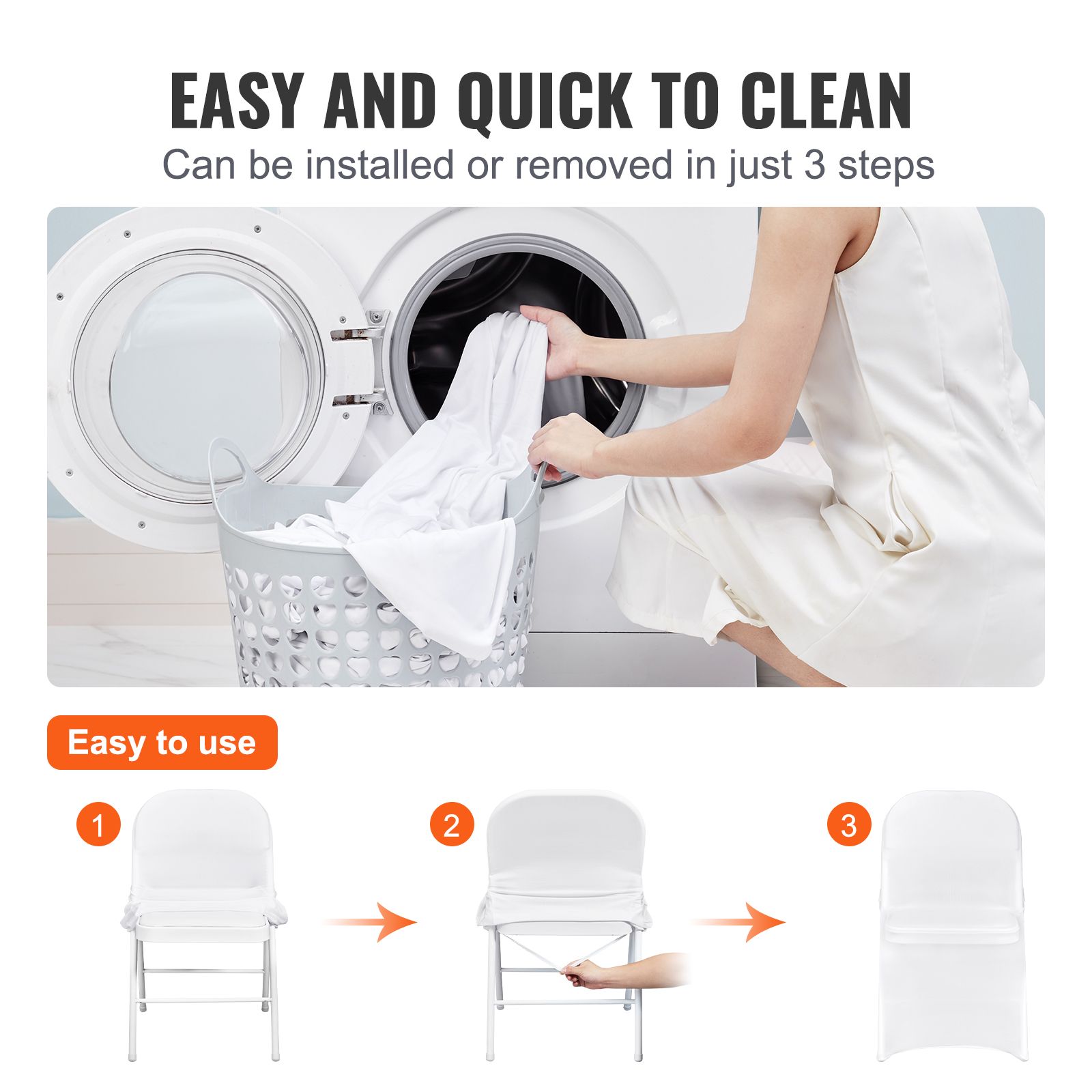 Stretch Spandex Folding Chair Covers, Universal Fitted Chair Cover, Removable Washable Protective Slipcovers, for Wedding, Holiday, Banquet, Party โ image 4
