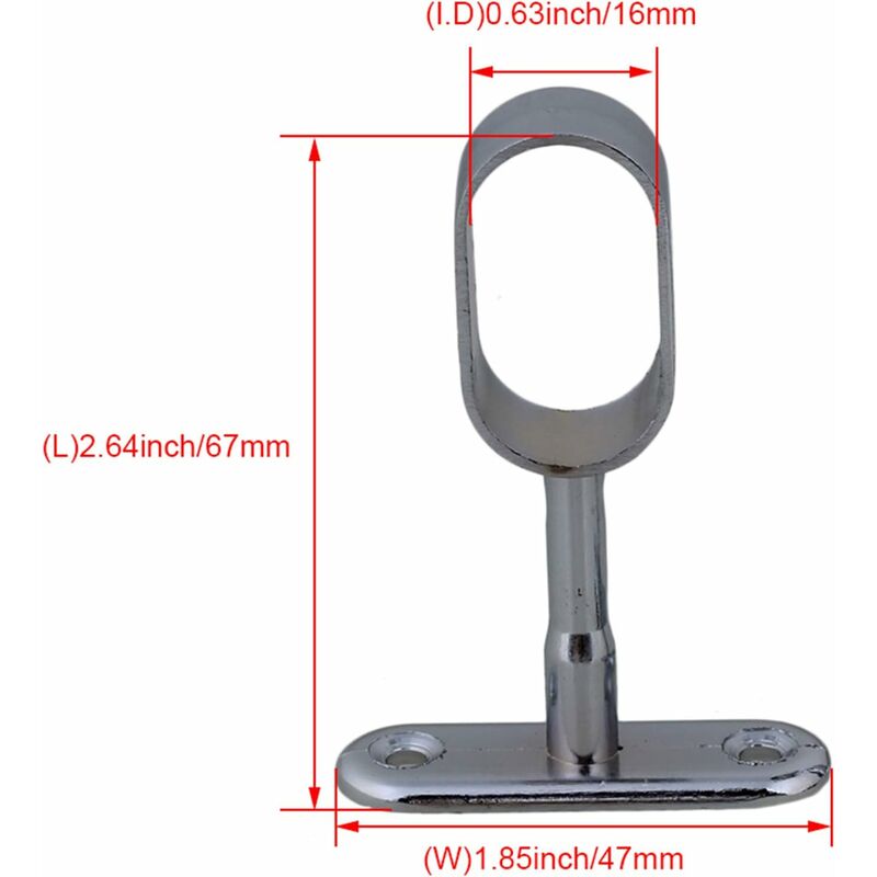 2 pcs 16Mm Silver Plated Zinc Alloy Oval Wardrobe Brackets — image 3