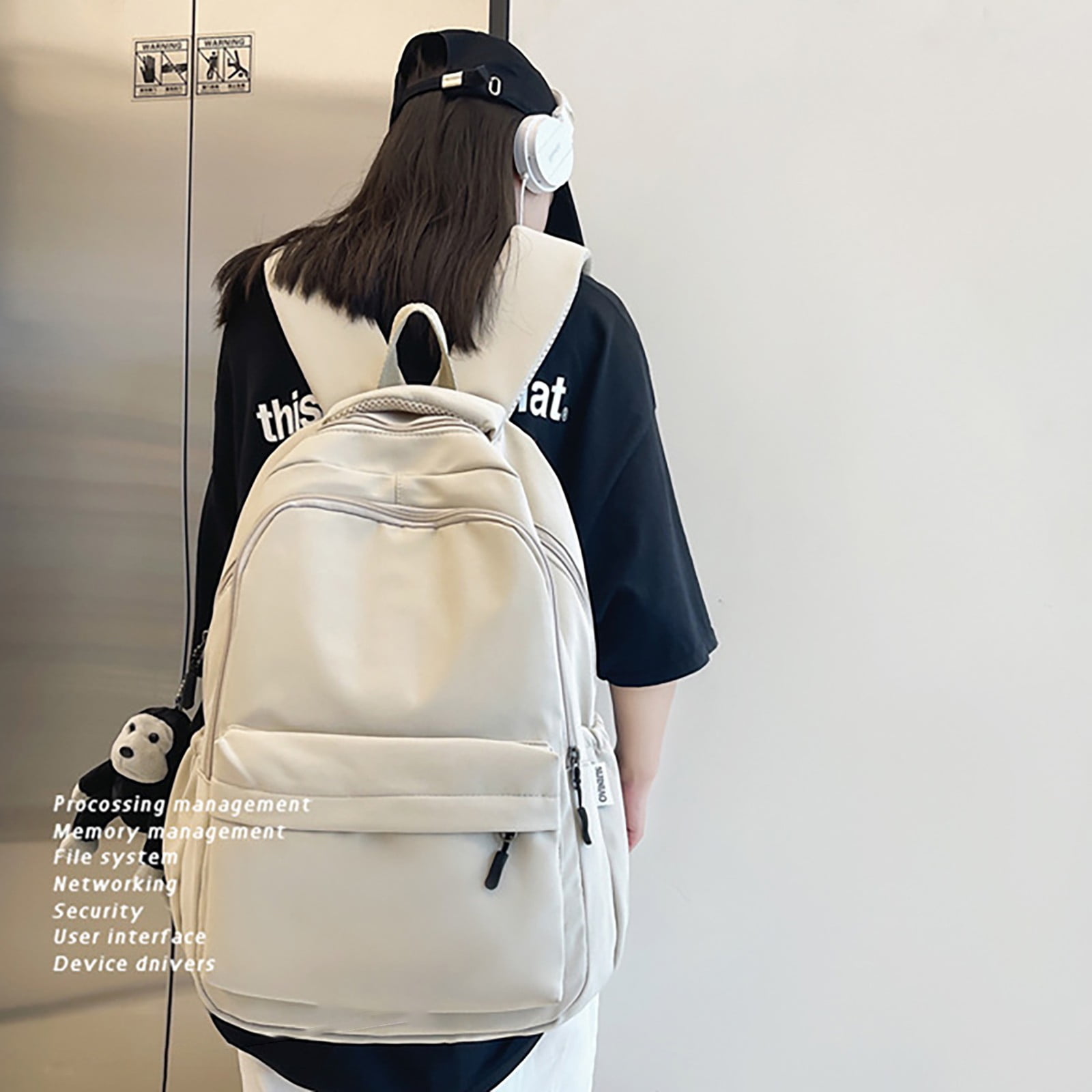 1 Piece Travel Backpack with Detachable Bear Charm, Laptop Book Bag for School, Work and Daily Travel, Black 3, 21.8 × 27.9 cm — image 4