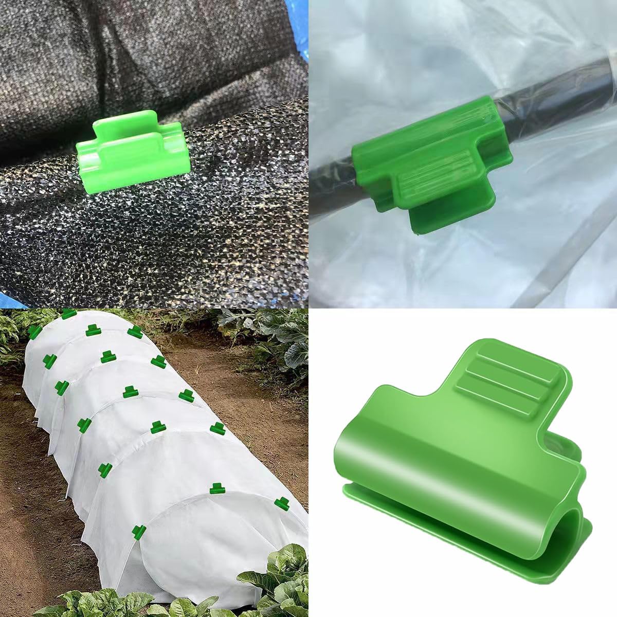 Greenhouse Film Clips for Securing Fleece, Netting and Covers to Garden Hoops, Reusable Plant Tunnel Clamps, 11 mm, Green — image 6
