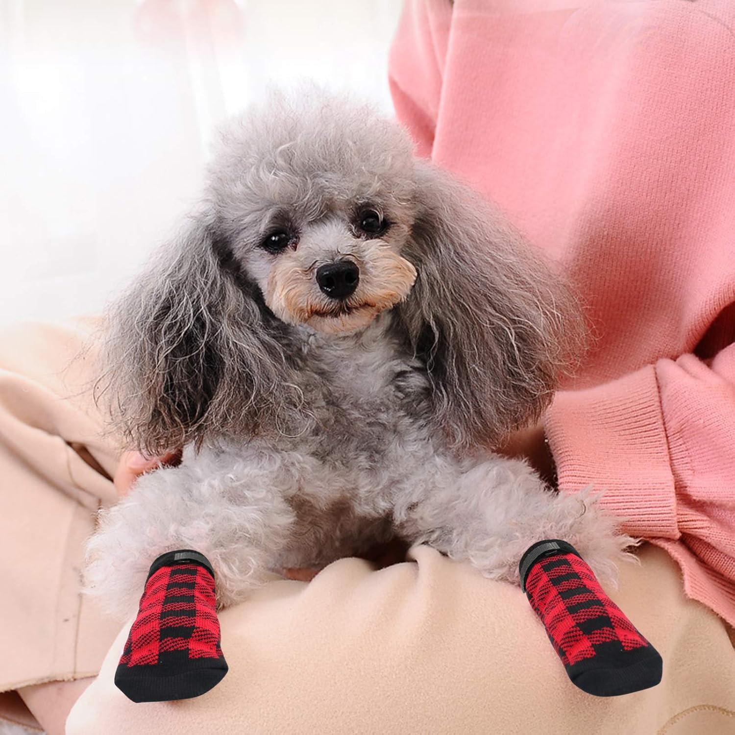 Dog Socks Size S Red Anti-Slip Pet Paw Protectors for Indoor Use — image 6