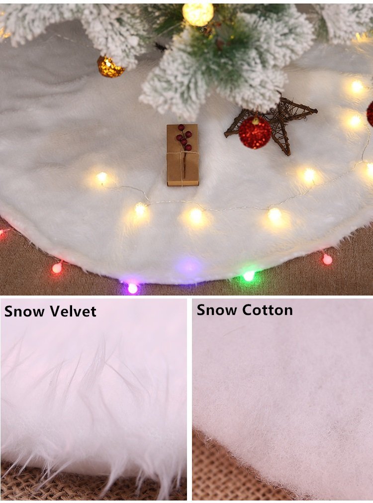 60/78/90/122cm Christmas Snow Plush Tree Skirt Xmas Base Floor Mat Cover Decor, 122cm (48") — image 6