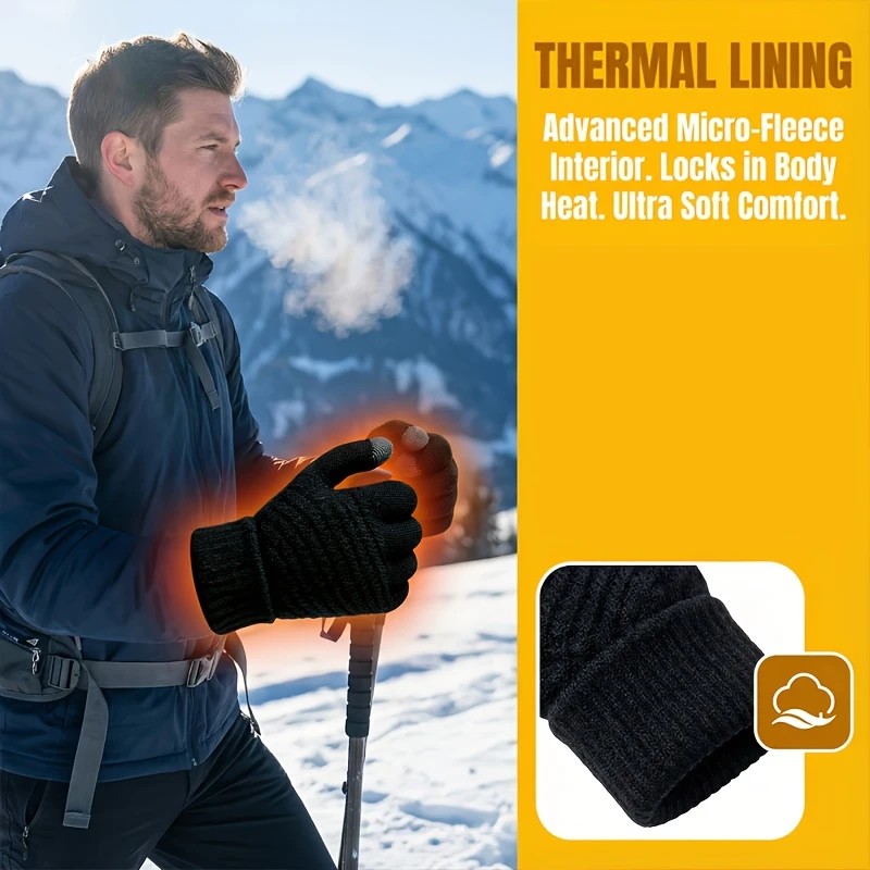 Unisex Winter Gloves - Thermal, Thickened, Waterproof, Windproof, Touchscreen Compatible — image 3