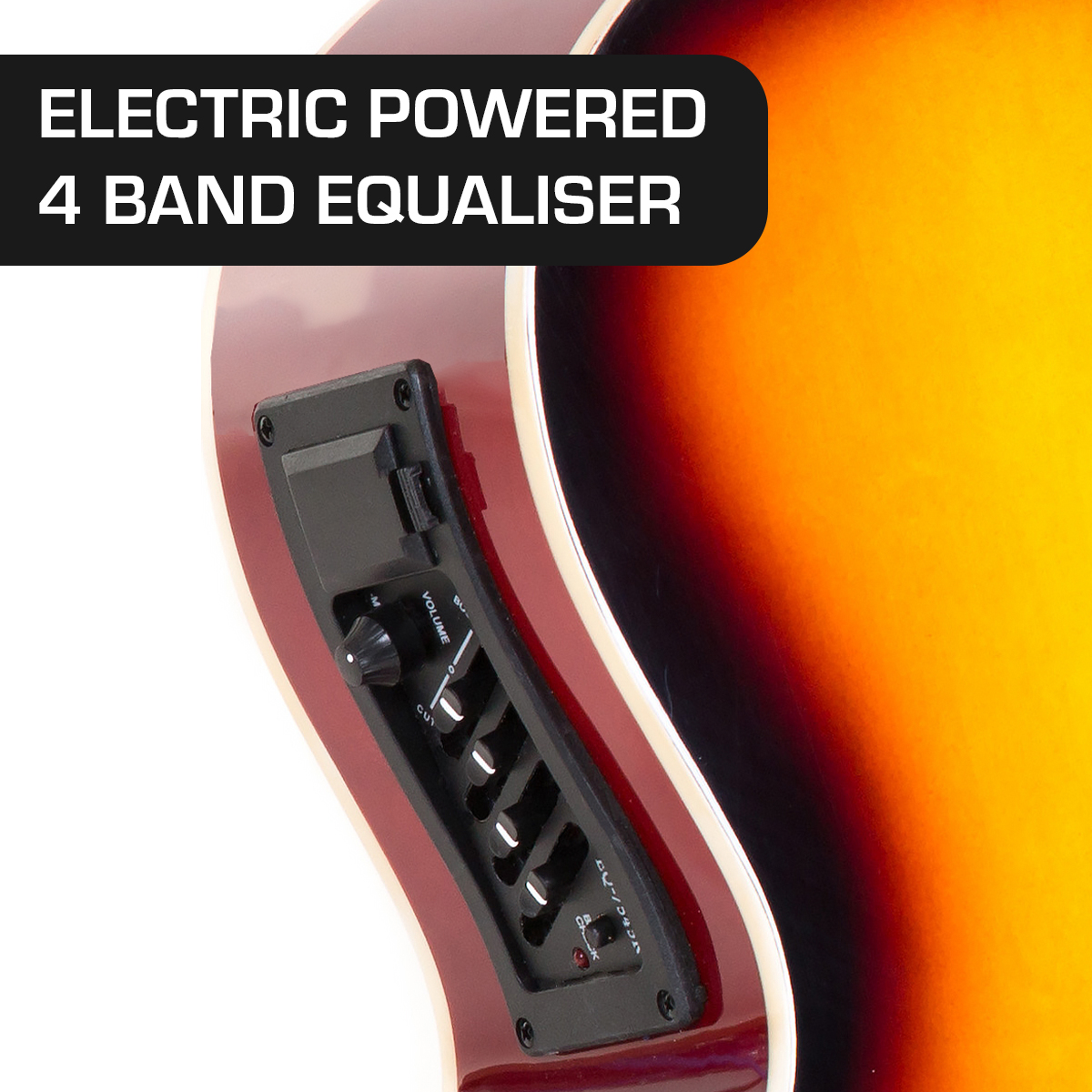 Karrera 43in Acoustic Bass Guitar Sunburst — image 6