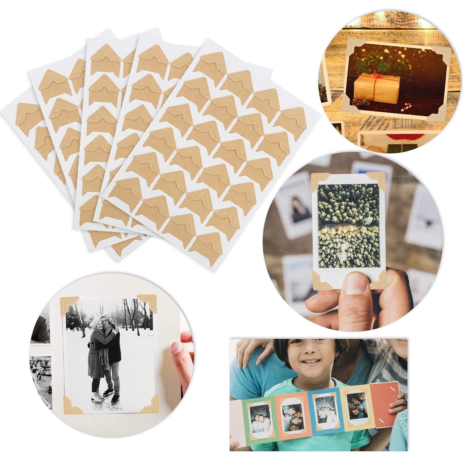 12 Sheets/288 PCS Photo Corner Stickers, Self-Adhesive Photo Mounting Corners for Scrapbooking Photo Album Diary DIY Craft Paper โ image 2