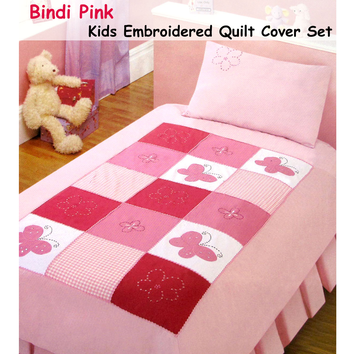 Bindi Butterfly Embroidered Quilt Cover Set Single — image 2