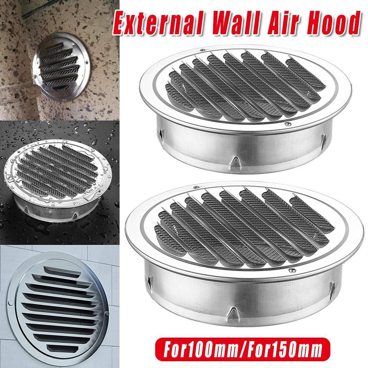 Stainless Steel Exhaust Fan Vent Outlet Flat Hood for Bathroom Kitchen Outlet - 150mm — image 2