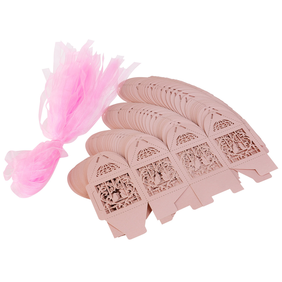 50 Piece Pack - Pink Dove Bird Heart Baby Birth naming Ceremony Bomboniere Favor Lolly Gift Card Box โ image 3