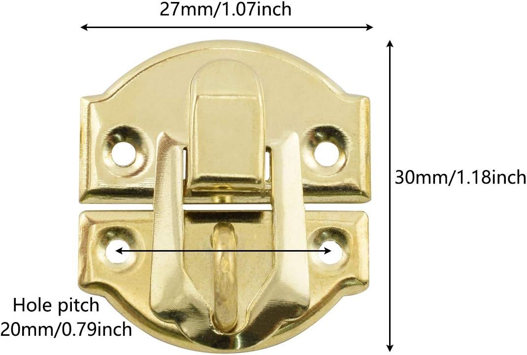 8-Pack Antique Decorative Retro Jewelry Box Latch with Matching Screws for Cabinet Drawer Wooden Crafts - Gold