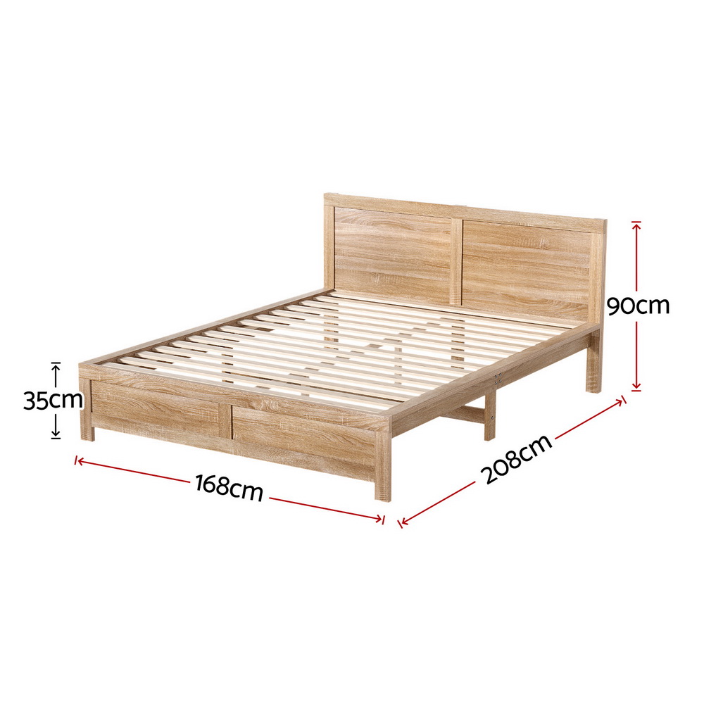Artiss Bed Frame Queen Size Wooden Acacia Wood OATMEAL — image 3