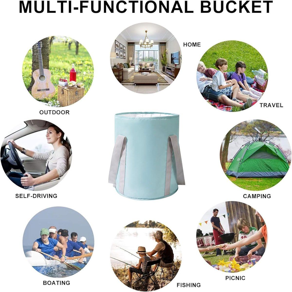 2 Pack Collapsible Foot Soak Buckets, Deep Foot Bath Basins With Non Slip Bottom And Water Level Marks, Light Blue, 36 × 30 cm — image 3
