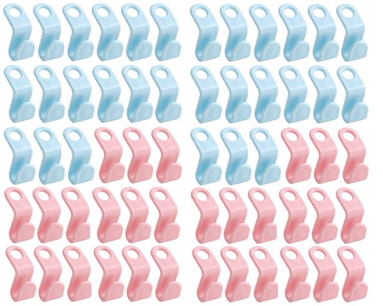Coat Hooks - 60 pieces - Hangers/Hooks - Pink and Blue - Thickened S-shaped