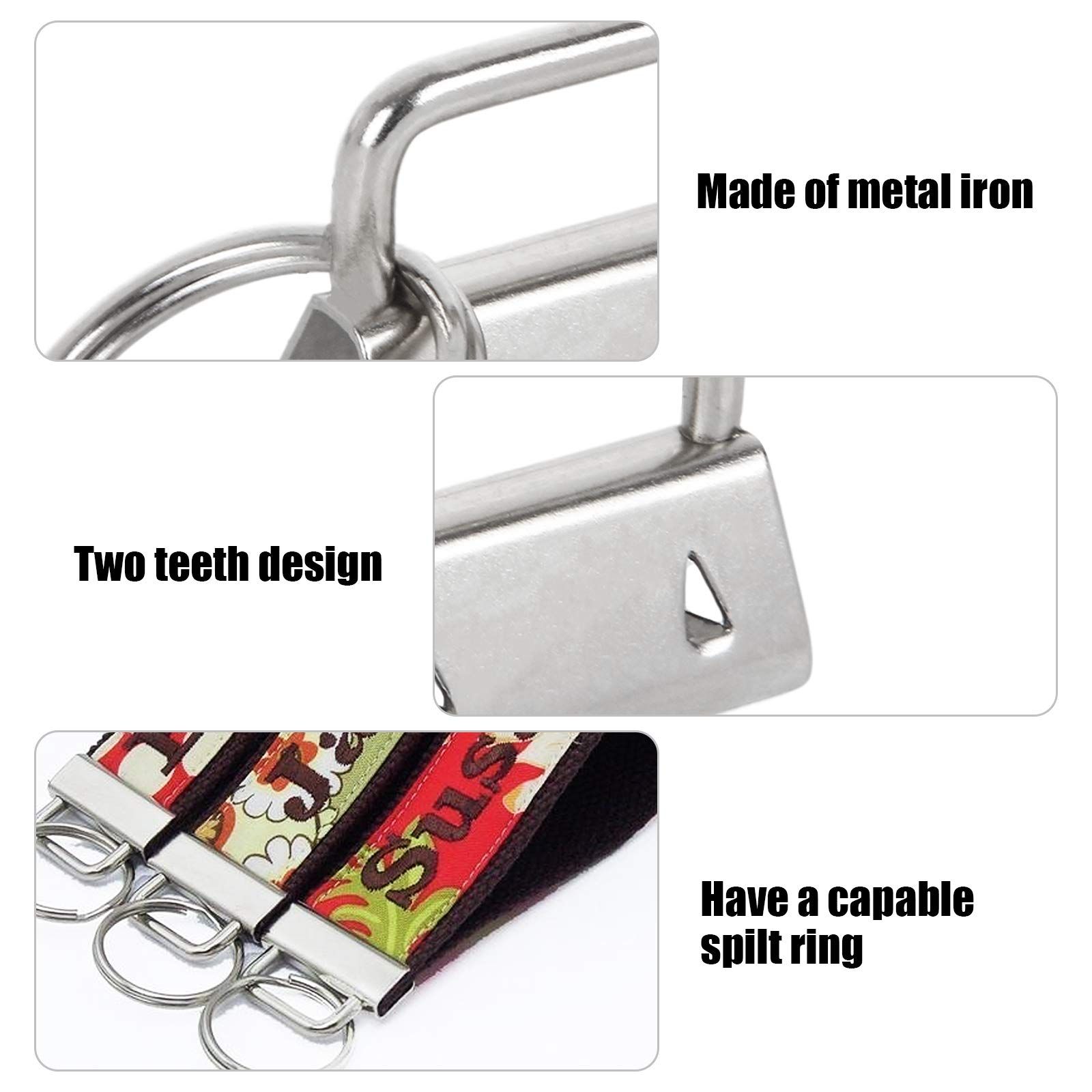 100 Pack Key Fob Hardware 1 Inch Bulk, Silver Tone Key Chain Fob Wristlet with Key Ring for Wristlet Keychain, Key Lanyard, Key Chain โ image 2