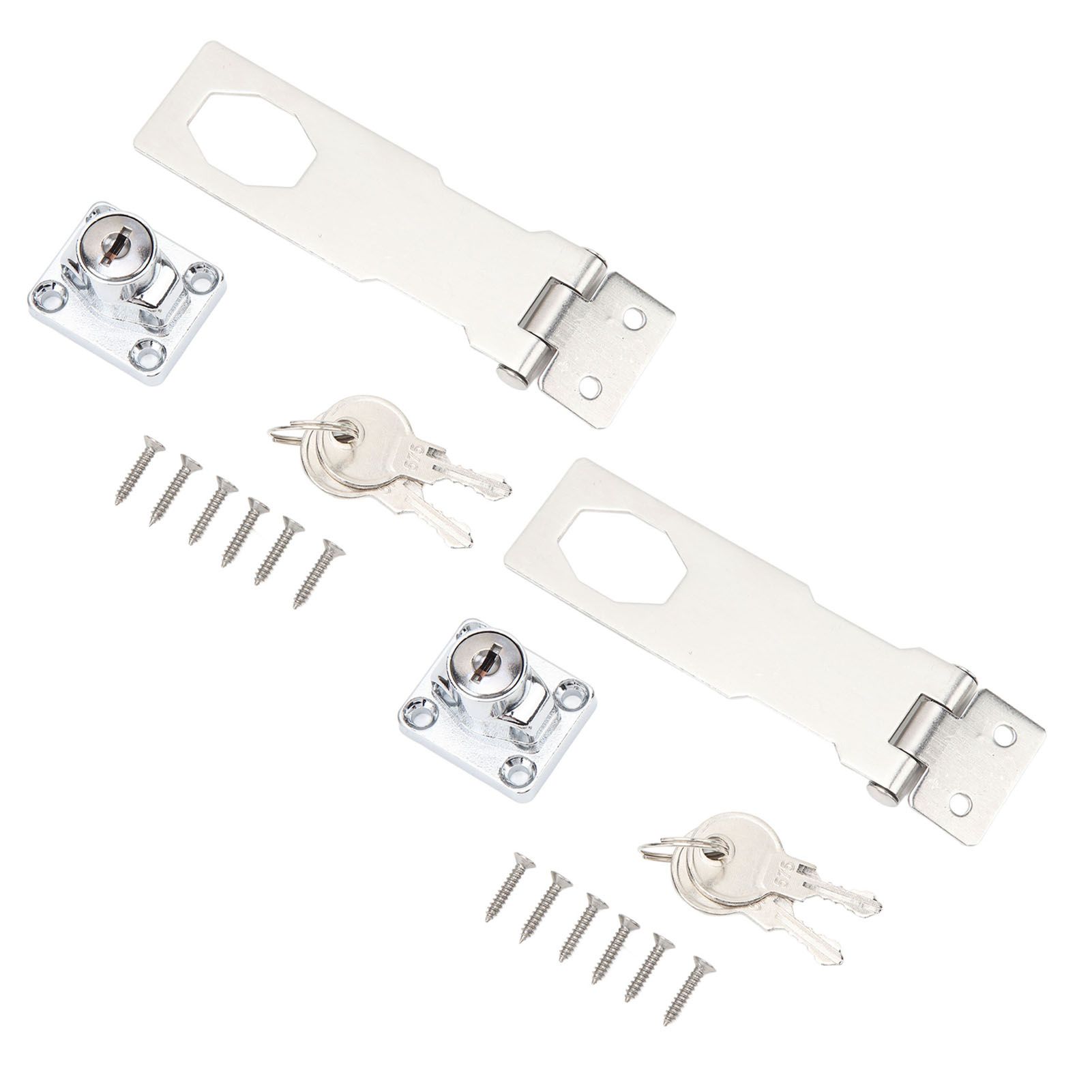 2PCS Keyed Hasp Locks 201 Stainless Steel Zinc Alloy Twist Knob Catch Latch Safety Lock for Cabinets Doors Silver โ image 2