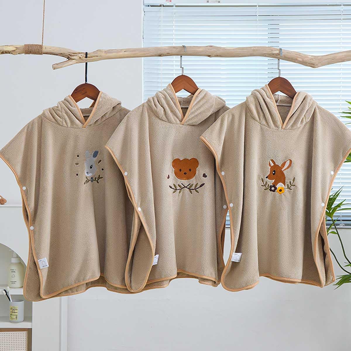 Ultra-Soft Hooded Bath Towel for Kids – Coral Fleece Poncho with Charming Animal Design, Quick-Dry Absorbent Robe for Bath, Pool, Beach (Bunny) — image 3