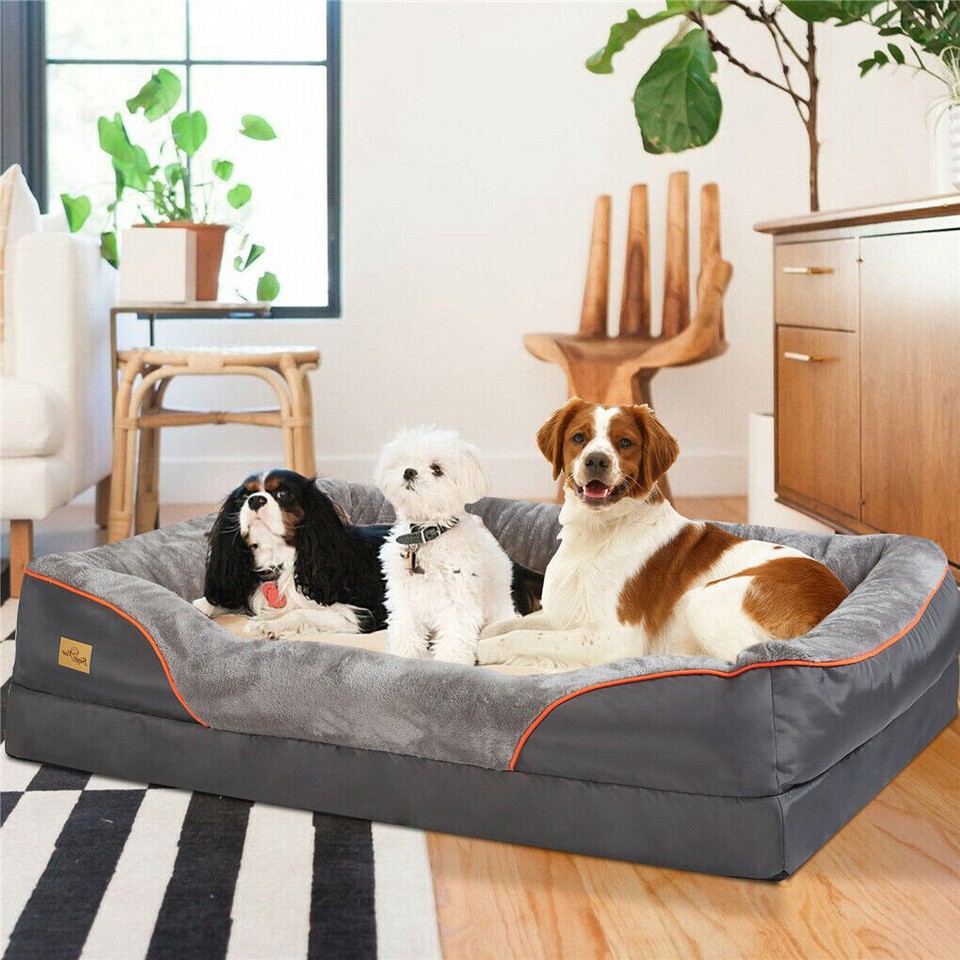 Memory Foam Dog Sofa with Orthopedic Bed & Rim Pillow — image 3
