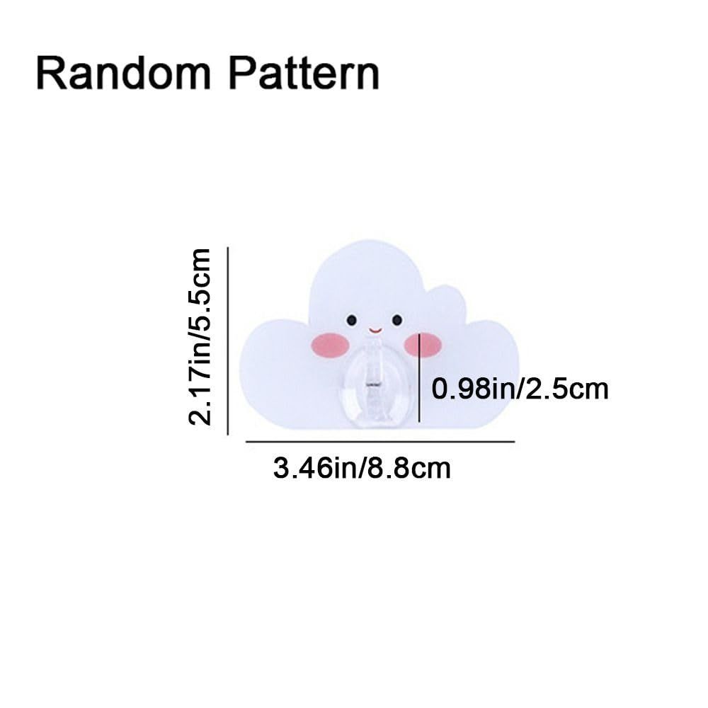 4PCS Cloud Shaped Hooks, Wall Mounted Key Holder Self-Adhesive Hook Rack Cute Coat Hook for Bathroom, White โ image 4