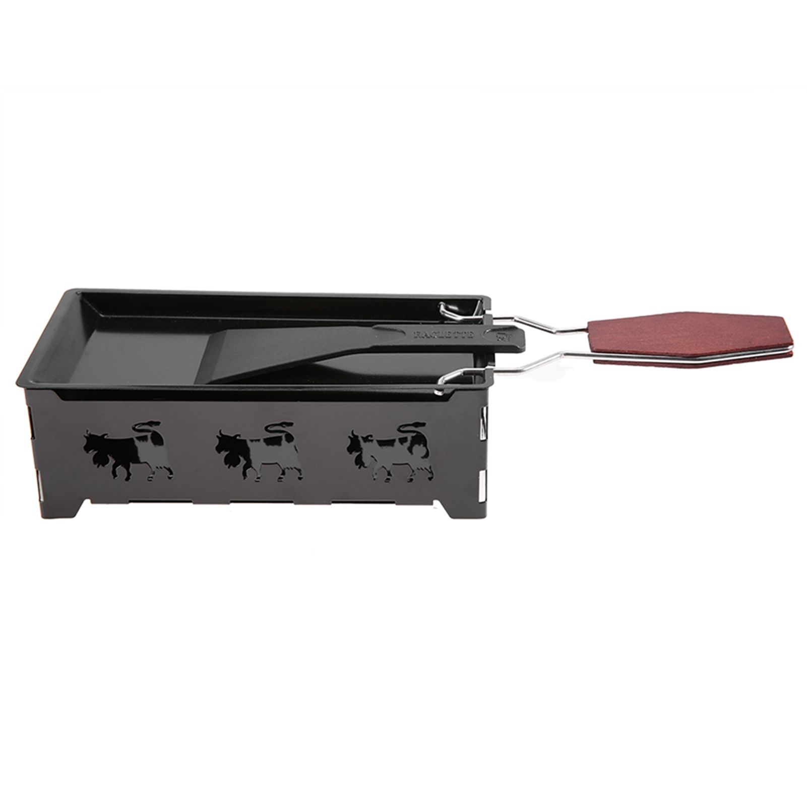 Portable NOn Stick Cheese Raclette Rotaster Baking Tray Stove with Wodd Handle Grilling Tool โ image 3