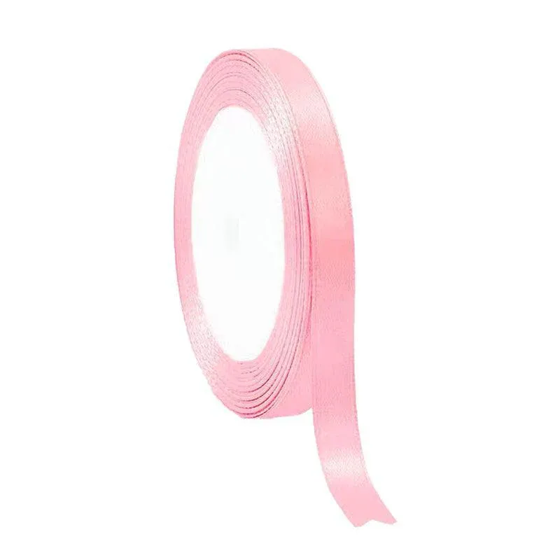 10mm Width Satin Hair Ribbon Wedding Party Decoration Gift Banquet 5m - Light Pink