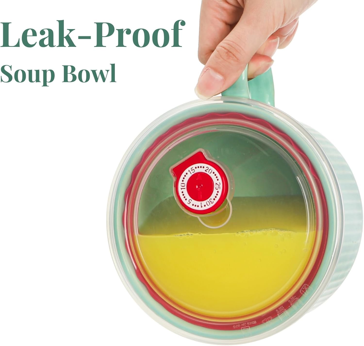 2 Packs Ceramic Soup Bowls with Handles, 32 OZ Microwave Safe Mug Vented Lid, Leak-proof French Onion Bowls, Large Crocks for Ramen, Noodle, Cereal โ image 4