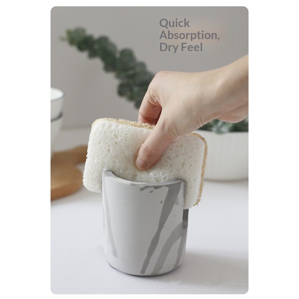 Natural Sponge Holder for Kitchen Sink, Drying Rack, Compact Sink Caddy Organizer,Absorbent Face Sponge Stand (light gray) — image 4