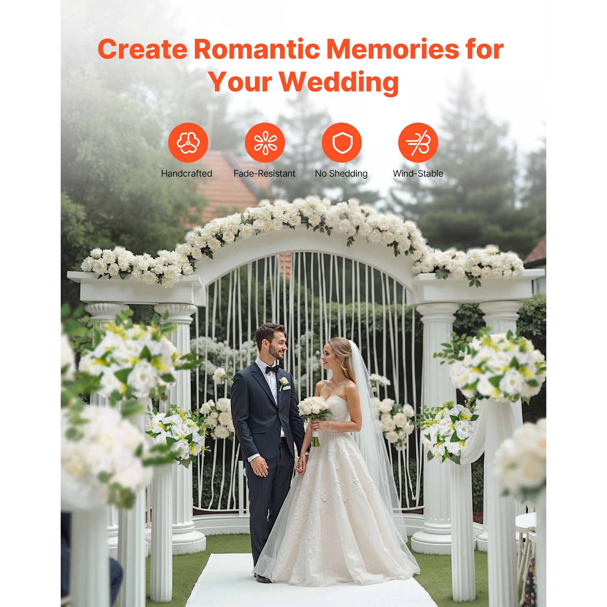 Flower Balls Arrangement Bouquet 10 PCS, 240 mm Diameter Artificial Flower Balls Wedding Rose Centerpieces, Faux Flowers Arrangements for Wedding Centerpiece — image 6
