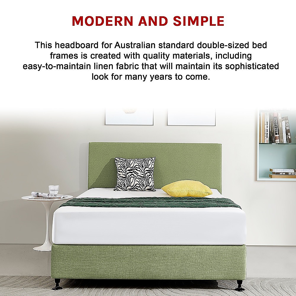 Linen Fabric Double Bed Deluxe Headboard Bedhead - Olive Green โ image 5