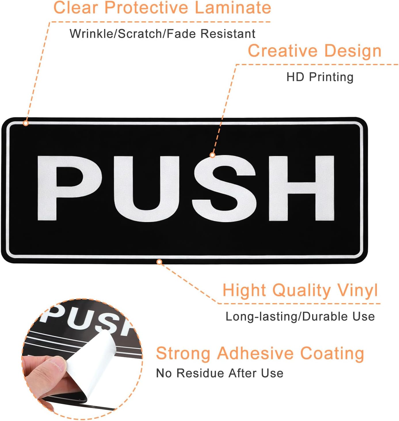 6Pack Push Pull Door Stickers,Adhesive Push and Pull Signs Stickers for Glass Doors and Other Side Doors in Business,Stores,Cafes,Shops - (2 × 5",Horizontal) — image 3