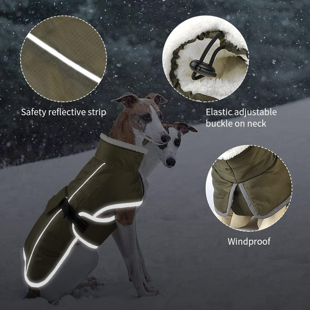 Green Dog Winter Jacket – Warm, Windproof & Waterproof Pet Coat with Fleece Lining and Reflective Strips for Cold Weather(Size: 2XL) — image 2
