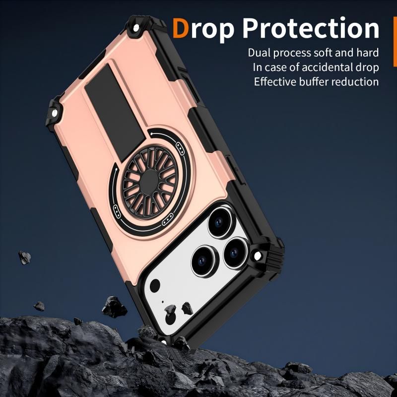 Armor Heavy Duty Magnetic Rotating Ring Kickstand Phone Case For iPhone 13 Pro Max, Anti-Drop Protective Cover In RoseGold โ image 2