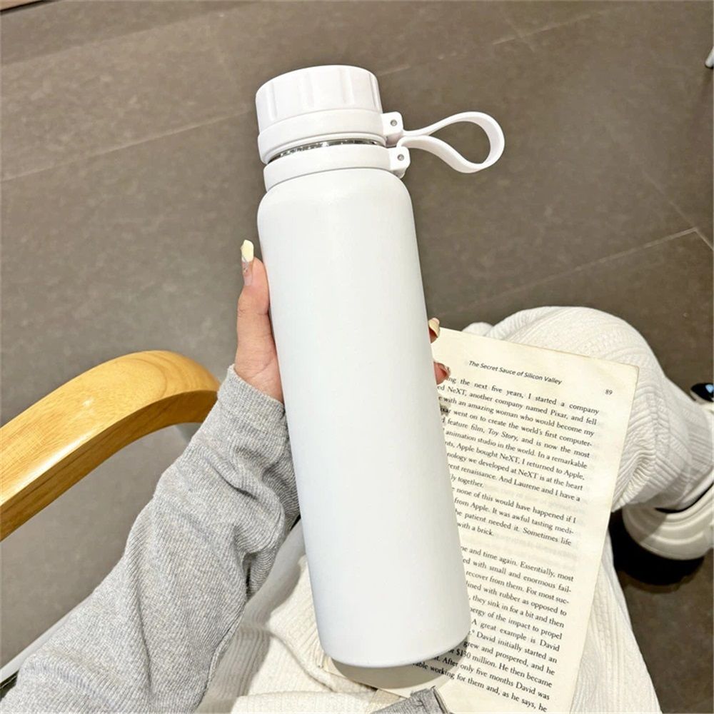 Insulated Water Bottle 30oz Stainless Steel for School and Travel Spout Lid Prevents Leaks, Sweat, and Dust (White) — image 5