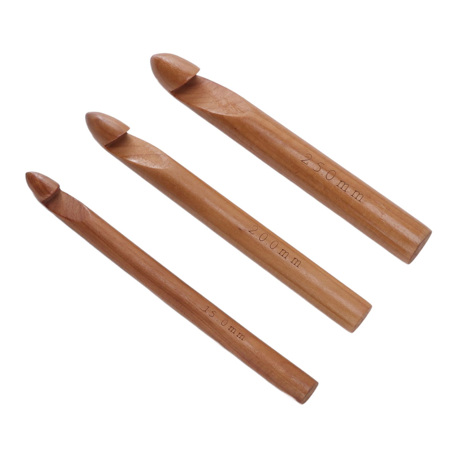 Single Head Wooden Crochet Hooks 25mm 20mm 15mm Crochet Hook for Sweaters Hats Scarves Gloves — image 3
