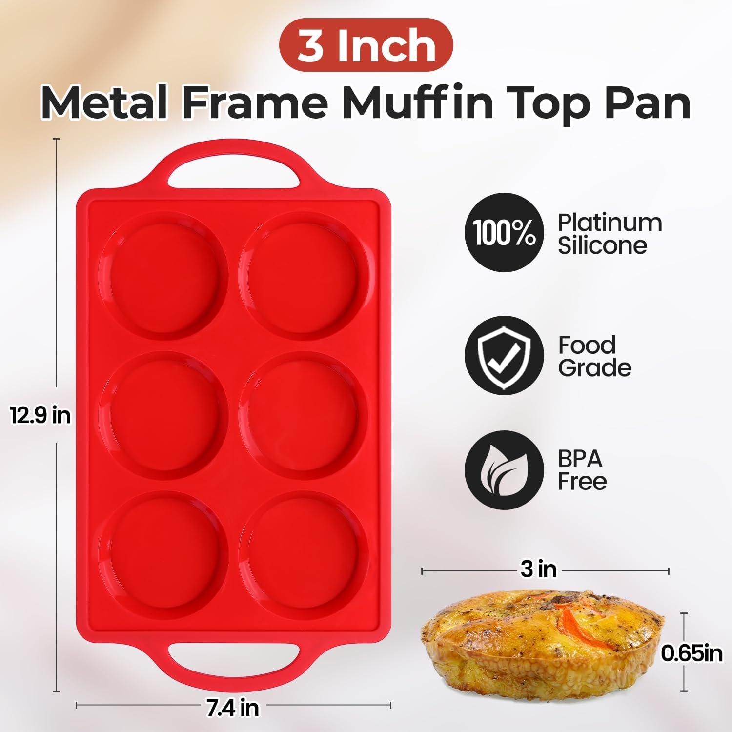 Silicone Muffin Top Pan & Metal Frame Round Egg Baking Pan — image 2